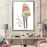 DesignArt 'Moj slatki pas Slatka djevojka s psom' Shabby Chic Framed Art Print