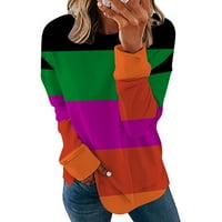 Ženske majice dugih rukava Plus veličine, puloveri s okruglim vratom u boji, zimske Ležerne majice širokog kroja