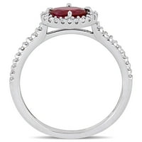 Miabella Ženska karat T.G.W. Oval Cut Ruby & Carat T.W. Dijamantni 14KT bijelo zlato ovalni halo prsten