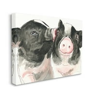 Stupell Industries dvije svinje ružičaste njuške poljubac Acorable Form Animals Galerija za slikanje zamotana platno zidna umjetnost,