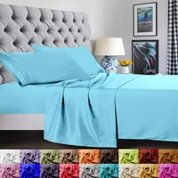 Set za posteljinu, serija serije s dubokim džepnim krevetom, mikrofiber, kraljica, aqua plava