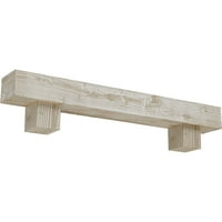 Ekena Millwork 8 H 12 d 48 w pješčana fau drvena kamin mantel kit w alamo corbels, bijelo oprano