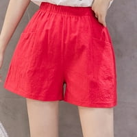 Široke lanene kratke hlače, lanene Ležerne široke ženske hlače visokog struka, odjeća, obuća i dodaci, 2-inčna crvena