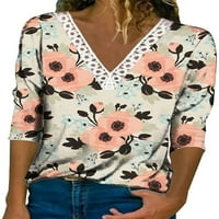 Ženska majica s izrezom u obliku slova u, majica s dugim rukavima, ležerna odjeća, prozračna bluza od tunike, udoban cvjetni pulover,