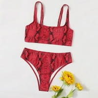Ženski Tankini kupaći kostimi, Ženski bikini s printom, bikini set od dva kupaća kostima za plažu, Crveni