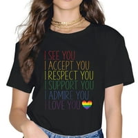 Pogledajte, prihvatite, poštujte, podržavajte, divite se, volite Vas, moderna ležerna LGBTK majica kratkih rukava kao poklon