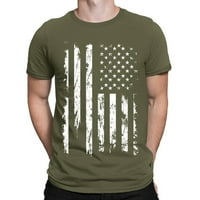 Muška vojnička zelena majica, Muška ljetna majica s digitalnim tiskom za Dan neovisnosti, bluza kratkih rukava