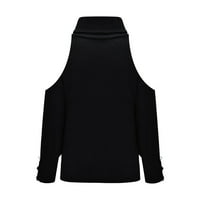 Majice za žene za žene, ženski Elegantni džemper, široki Modni jednobojni gornji dio dugih rukava s gumbima, šal s ramena, topli