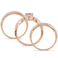 Donje vjenčani prsten Miabella s морганитом okrugli rez T. G. W. u karatima i dragulj T. W. u karatima od ružičastog zlata 10 karata