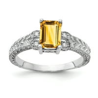 7-struki prsten od bijelog zlata sa smaragdom, citrinom i AAA dijamantom