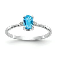 Primal Gold Karat Dijamant bijelog zlata i plavi topaz prsten za rođenje