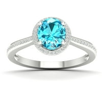 Imperijalni dragulj 10K bijelo zlato ovalno rezano švicarsko plavi topaz ct tw dijamant Halo ženski prsten