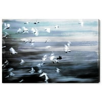 Životinje zidne umjetnosti otisci na platnu vjetrovita Sloboda ptice-Plava, siva