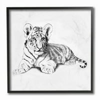 Stupell Industries crno -bijela beba tigar Velika mačka životinjski dizajn uokviren Giclee teksturizirana umjetnost Vivian Rhyan