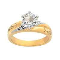 Personalizirani zaručnički prsten od 14k zlata preko srebra sa sjajnim bijelim topazom i dijamantom