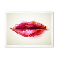 DesignArt 'Crvene djevojke usne formirane modernim uokvirenim umjetničkim printom Abstract Blots
