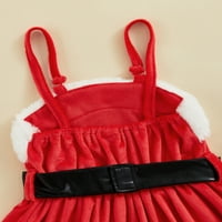 Dječja haljina za djevojčice, Božićna, kontrastne boje, Mašna, bez rukava, A kroja, jednodijelna, od 1 godine