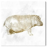 Wynwood Studio životinje zidne umjetničko platno ispisuje 'hippo kvadrat' zoološki vrt i divlje životinje - zlato, bijelo