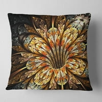 Designart Golden Shiny Fraktal Flower - Cvjetni jastuk za bacanje - 16x16