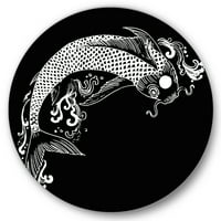 DesignArt 'chinoiserie s koi ribom i' tradicionalna metalna zidna umjetnost kruga - disk od 36