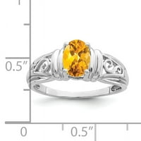 Prsten od bijelog zlata od 7 karata s ovalnim citrinom