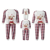 Odgovarajuće pidžame za cijelu obitelj s božićnom tematikom s kariranim hlačama s uzorkom losa iz crtića, odjeća za spavanje