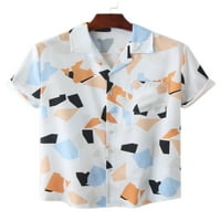 Muški vrhovi Majica kratkih rukava s kratkim rukavima s geometrijskim printom Muška havajska majica ljetne majice za odmor u stilu