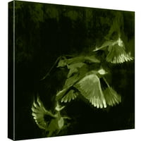 Slike, studija ptica - zelena, 20x20, ukrasna zidna umjetnost platna
