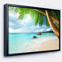 DesignArt 'Praslin Island Seychelles Beach' Seashore Photo Foos Framed Canvas Print