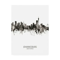 Zaštitni znak portret horizonta Johannesburga, Južna Afrika, ulje na platnu Michaela TOMPSETTA