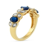 Imperial Gemstone 10k žuto zlato okrugli rez plavi sapphire 1 10ct TW dijamantski ženski bend