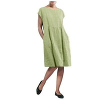 Seksi haljina ljetne haljine za djevojčice s izrezom u obliku slova U, Bez rukava, A-kroja u zelenoj boji