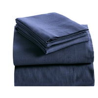 Nadograđeni klasični set posteljine od pamučnog flanela u tamnoplavoj boji koji se sastoji od 3 komada, A. M.