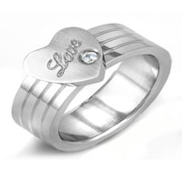 Obalni nakit Ljubav Srce s kubičnim cirkonijom prsten od nehrđajućeg čelika