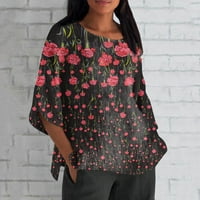 Modna ženska odjeća kratkih rukava s okruglim vratom, široka ležerna bluza s printom, majice s puloverima, Ženske košulje