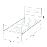 Okvir kreveta na metalnoj platformi u A-listi s jednostavnom montažom uzglavlja u obliku luka, Bijela